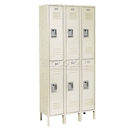 GLOBAL INDUSTRIAL 2-Tier 6 Door Locker, 12Wx18Dx36H, Tan, Assembled 968269TN